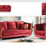 ست مبل مدرن راحتی 7 یا 8 نفره با طراحی اروپایی و جزئیات طلایی – مناسب برای دکوراسیون لوکس