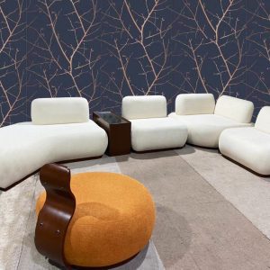 ست کامل مبل راحتی مدرن بارسلون شامل صندلی تک‌نفره گرد نارنجی